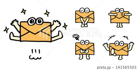 黄色いかわいいメールのキャラ素材 黄色いかわいいメールのキャラ素材 141565503