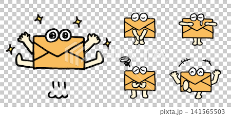 黄色いかわいいメールのキャラ素材 黄色いかわいいメールのキャラ素材 141565503