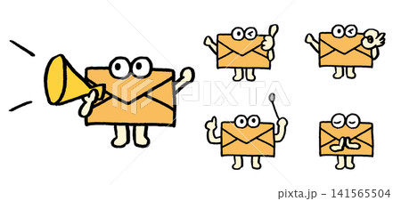 黄色いかわいいメールのキャラ素材 黄色いかわいいメールのキャラ素材 141565504
