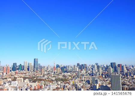 東京都港区、東京の町並みと東京タワーの風景 東京都港区、東京の町並みと東京タワーの風景 141565676