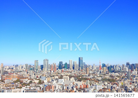 東京都港区、東京の町並みと東京タワーの風景 141565677