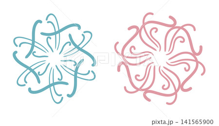 It is a line drawing in the shape of a flower. 141565900