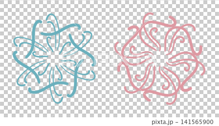 It is a line drawing in the shape of a flower. 141565900