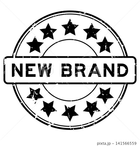Grunge black new brand word with star icon round rubber seal stamp on white background Grunge black new brand word with star icon round rubber seal stamp on white background 141566559