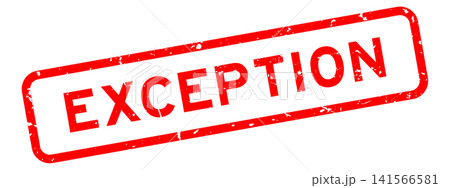 Grunge red exception word square rubber seal stamp on white background 141566581