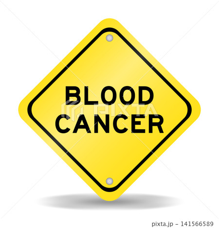 Yellow color transportation sign with word blood cancer on white background Yellow color transportation sign with word blood cancer on white background 141566589