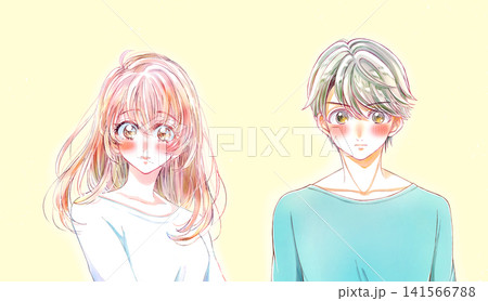 恋する女性と男性　横並び 141566788