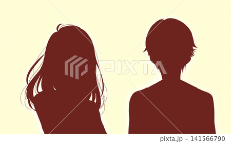 女性と男性 横並び シルエット 女性と男性 横並び シルエット 141566790