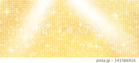 Gold glitter sequin panel with a dense circle grid and broad light columns. Warm gold tones and glitter sparks form a radiant metallic surface. Shimmering vector backdrop for Christmas event banner Gold glitter sequin panel with a dense circle grid and broad light columns. Warm gold tones and glitter sparks form a radiant metallic surface. Shimmering vector backdrop for Christmas event banner 141566918