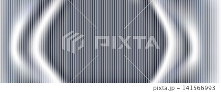 Liquid chrome frame with metal glass ribbed surface and silver curve. Glossy frame border and smooth chrome line in symmetric diamond shape. Vector ribbed background with fluid wave for modern poster 141566993