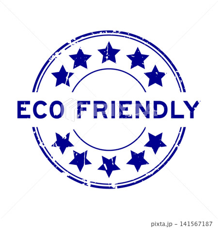 Grunge blue eco friendly word round rubber seal stamp on white background 141567187