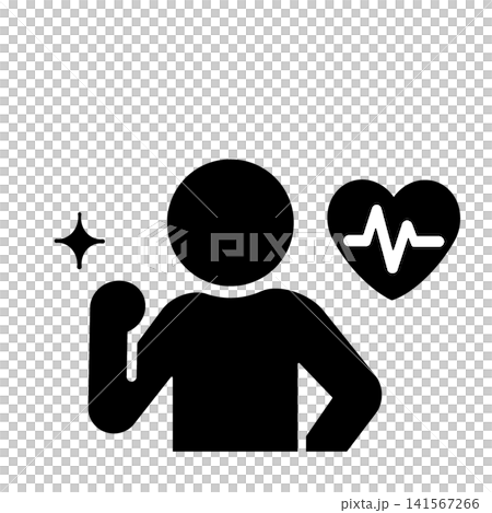 健康な体と元気な状態を表す人物のピクトグラム(黒) 健康な体と元気な状態を表す人物のピクトグラム(黒) 141567266