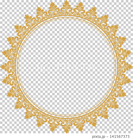 Luxury Gold Ornamental Circle Frame Clipart Illustration with Intricate Traditional Geometric Pattern for Wedding Invitation, Luxury Badge Design, Logo Border, Scrapbooking, and Certificate Decor Luxury Gold Ornamental Circle Frame Clipart Illustration with Intricate Traditional Geometric Pattern for Wedding Invitation, Luxury Badge Design, Logo Border, Scrapbooking, and Certificate Decor 141567373