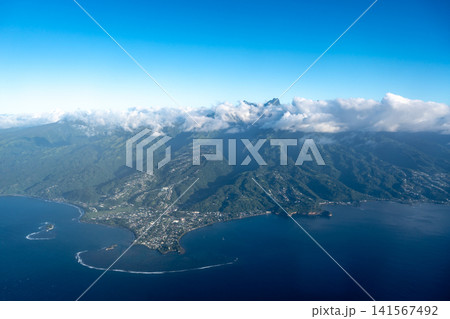 Aerial view of Tahiti Island and Papeete, French Polynesia Aerial view of Tahiti Island and Papeete, French Polynesia 141567492