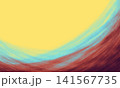 Abstract Yellow Painterly Background with Teal and Red Wave 141567735
