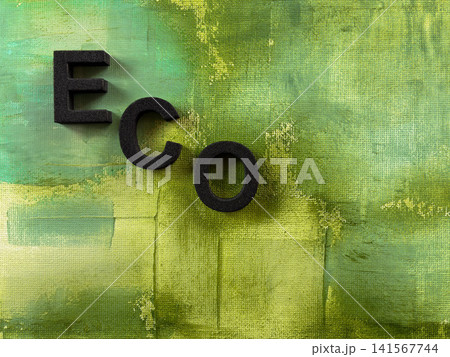 Eco Concept with Black Letters on Green Acrylic Background - representing sustainability, eco friendly branding, environmental awareness, green business, natural lifestyle, organic product marketing. Eco Concept with Black Letters on Green Acrylic Background - representing sustainability, eco friendly branding, environmental awareness, green business, natural lifestyle, organic product marketing. 141567744