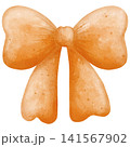 Watercolor Halloween Orange Ribbon Bow Clipart Illustration for Spooky Gift Decor, Halloween Party Invitation, Scrapbooking, Sticker Design, and Festive Crafts 141567902