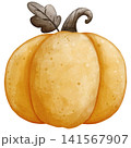 Watercolor Halloween Yellow Pumpkin Clipart Illustration for Spooky Autumn Party Decor, Fall Festival Invitation, Scrapbooking, Sticker Design, and Festive Crafts 141567907