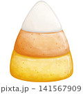 Watercolor Halloween Candy Corn Sweet Treat Clipart Illustration for Spooky Party Decor, Trick or Treat Invitation, Scrapbooking, Sticker Design, and Crafts 141567909