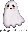 Watercolor Halloween Cute Ghost Character Clipart Illustration for Spooky Party Decor, Kids Halloween Invitation, Scrapbooking, Sticker Design, and Crafts 141567914