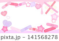 ピンク色の可愛い絆創膏のフレーム16：9 141568278
