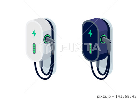 Isolated home small wall wallbox charger for electric cars Isolated home small wall wallbox charger for electric cars 141568545