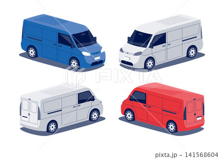 Isolated vector cargo delivery commercial van vehicle on white background Isolated vector cargo delivery commercial van vehicle on white background 141568604