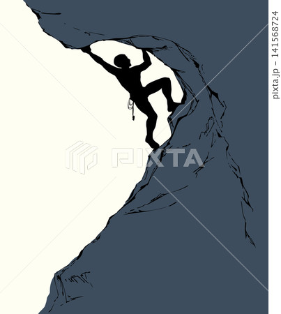 Vector illustration of a rock climber climbing a mountain. Vector illustration of a rock climber climbing a mountain. 141568724