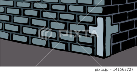Vector drawing. Cornerstone at the base of the wall 141568727