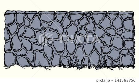 Vector drawing. Old stone wall 141568756