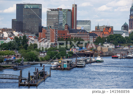Hamburg city and the elbe river in Germany 141568856