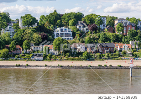 Hamburg city and the elbe river in Germany 141568939