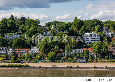 Hamburg city and the elbe river in Germany Hamburg city and the elbe river in Germany 141568942
