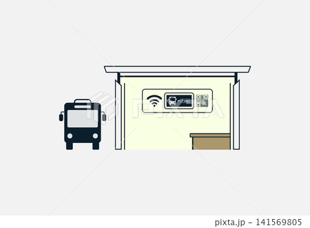Public transport bus stop with wifi and digital information display, transport Public transport bus stop with wifi and digital information display, transport 141569805