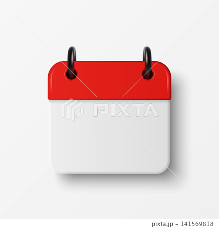 Vector 3d Blank Calendar Icon with Red Header, Front View. Minimal Date Planner Page with Rings. Schedule and Appointment Symbol. Reminder and Event Organizer Design Element, Vector Illustration Vector 3d Blank Calendar Icon with Red Header, Front View. Minimal Date Planner Page with Rings. Schedule and Appointment Symbol. Reminder and Event Organizer Design Element, Vector Illustration 141569818