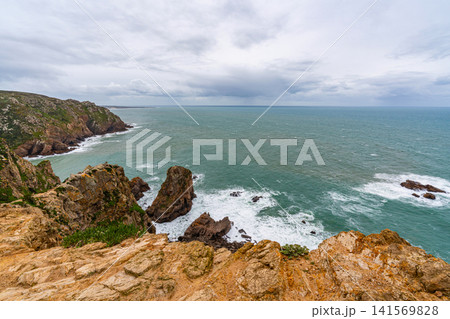 Cabo da Roca cliff over Atlantic ocean Portugal 141569828