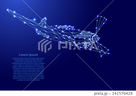 dive fighter with propeller from futuristic polygonal blue lines and glowing stars for banner, poster, greeting card dive fighter with propeller from futuristic polygonal blue lines and glowing stars for banner, poster, greeting card 141570428
