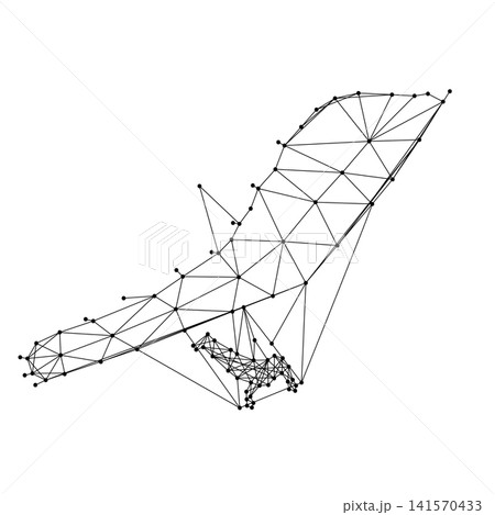hang glider flying pilot, from abstract futuristic polygonal black lines and dots hang glider flying pilot, from abstract futuristic polygonal black lines and dots 141570433