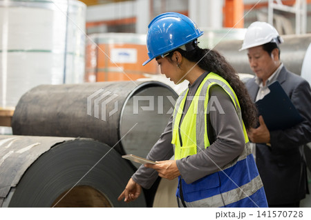Team of quality control inspector working in observing heavy industry factory. Team of quality control inspector working in observing heavy industry factory. 141570728