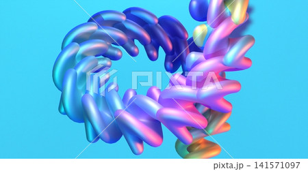 Abstract Blue Inflatable Ring 3D Render on Bright Cyan Background Design Abstract Blue Inflatable Ring 3D Render on Bright Cyan Background Design 141571097