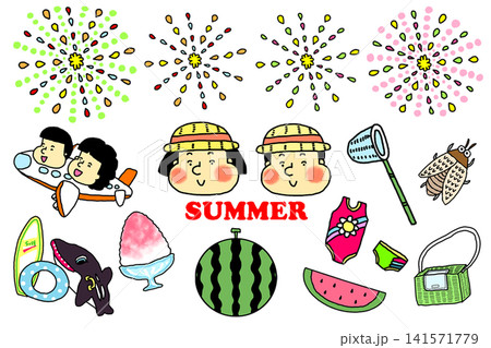 夏のイラストセット　png 141571779