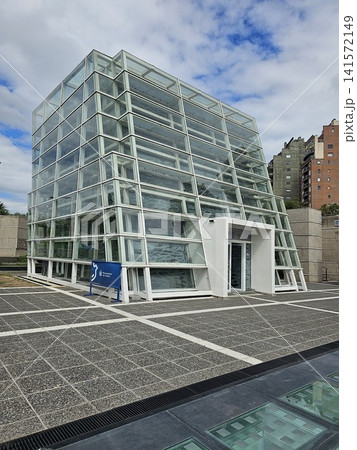 Cordoba, Argentina - April 11, 2026: Modern Glass Pavilion at Plaza Espana Cordoba, Argentina - April 11, 2026: Modern Glass Pavilion at Plaza Espana 141572149