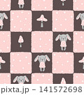Seamless vector baby pattern with cute bunny girl 141572698