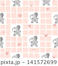 Seamless vector baby pattern with cute elephants 141572699