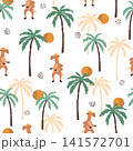 Seamless safari pattern with cute camel and palm trees. Baby print 141572701