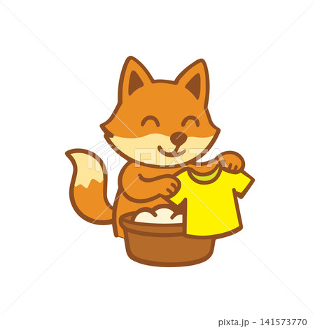 cute fox washing clothes cute fox washing clothes 141573770