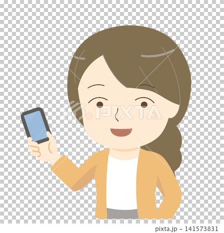 スマートフォンを持つ笑顔の女性 141573831