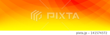 Vibrant abstract banner background featuring bright yellow to orange curved rays and radial gradients. 141574372