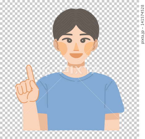 An illustration of a man smiling and pointing upwards. An illustration of a man smiling and pointing upwards. 141574528