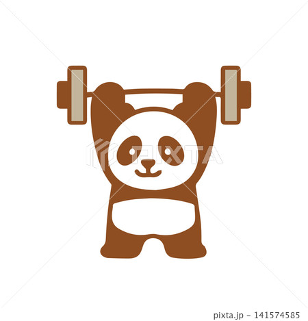 cute panda lifting weights 141574585